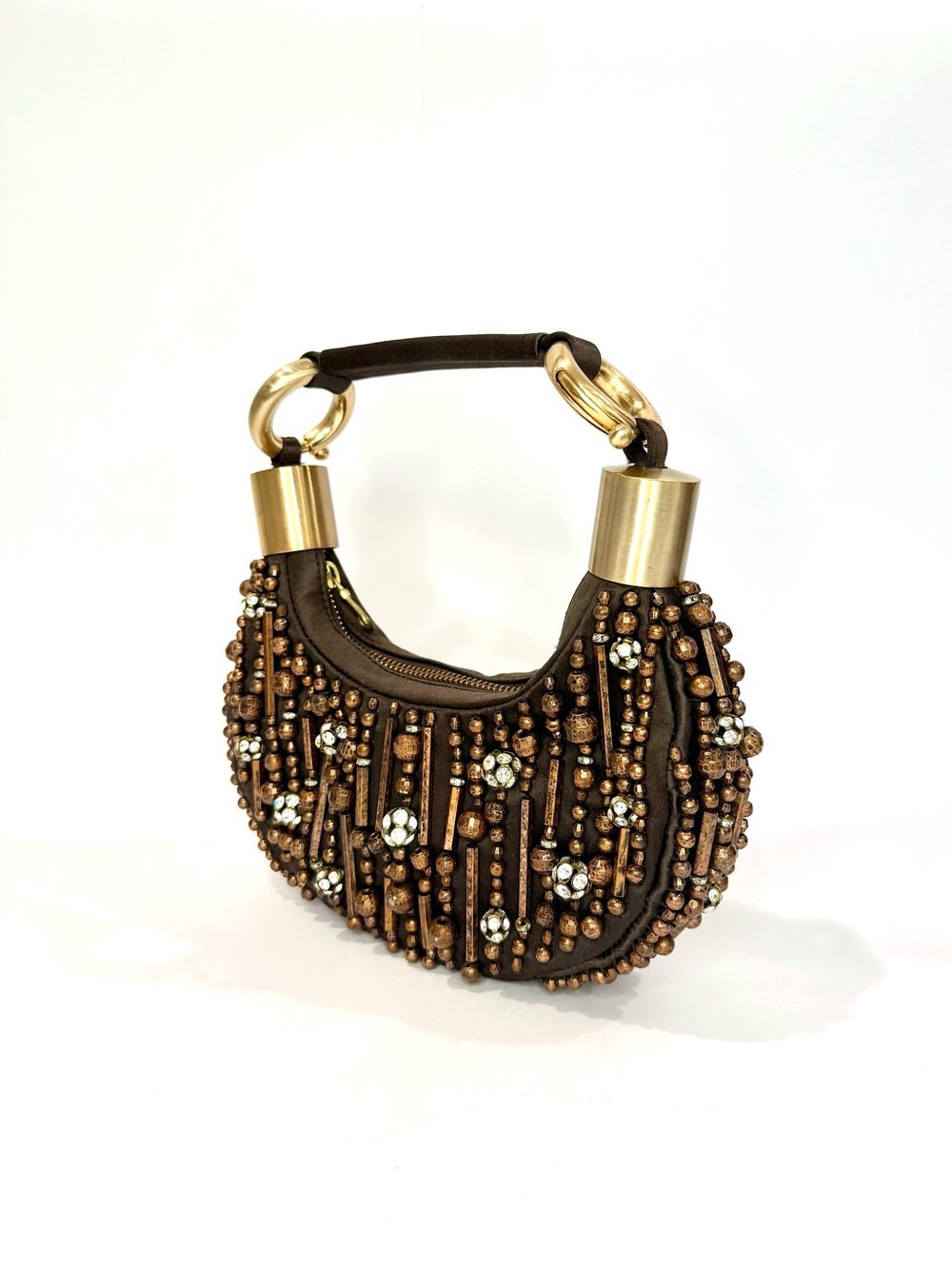 RARE Chloé Brown Beaded Mini Bracelet Bag - Picture 5 of 11
